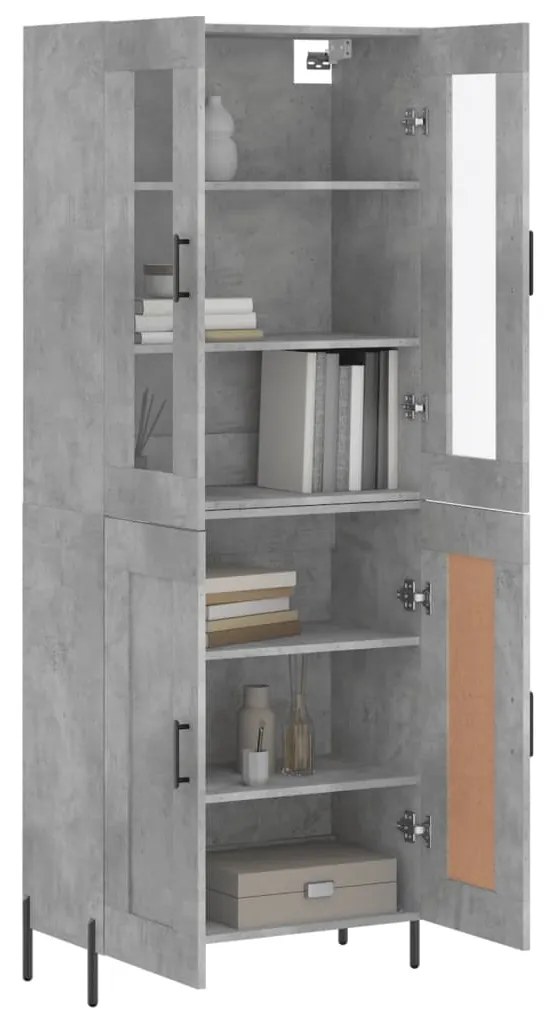 vidaXL Ντουλάπι Γκρι Σκυροδέματος 69,5x34x180 εκ. Επεξεργασμένο Ξύλο