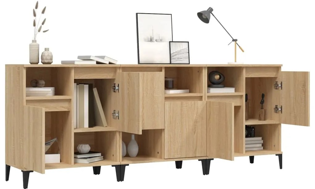 vidaXL Ντουλάπια 3 τεμ. Sonoma Δρυς 60x35x70 εκ. Επεξεργασμένο Ξύλο