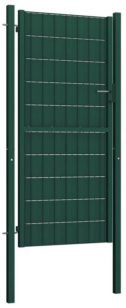 Πόρτα Περίφραξης Πράσινη 100 x 124 εκ. από PVC / Ατσάλι   - Πράσινο