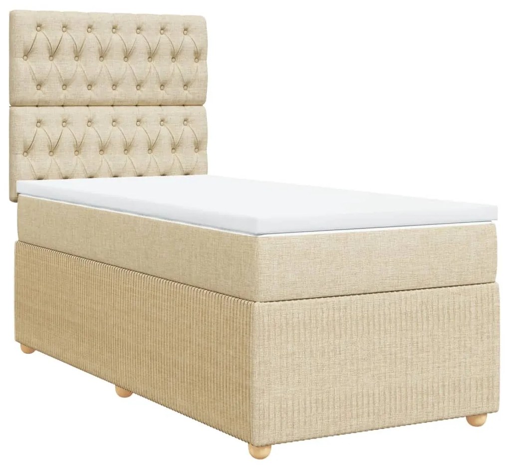 Κρεβάτι Boxspring με Στρώμα Κρεμ 80 x 200 εκ. Υφασμάτινο - Κρεμ