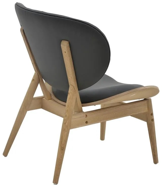 Πολυθρόνα relax Udalle μασίφ ξύλο καρυδί-PU μάυρο 77x70x82εκ 77x70x82 εκ.