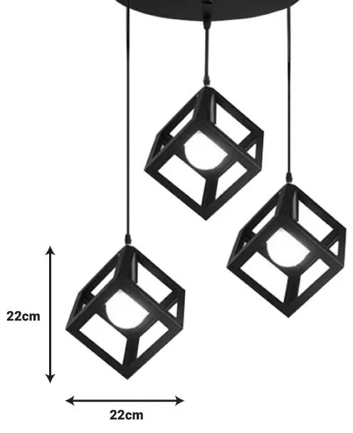 Φωτιστικό οροφής τρίφωτο Kibe I μαύρο μέταλλο 48x28εκ 48x30x28 εκ.