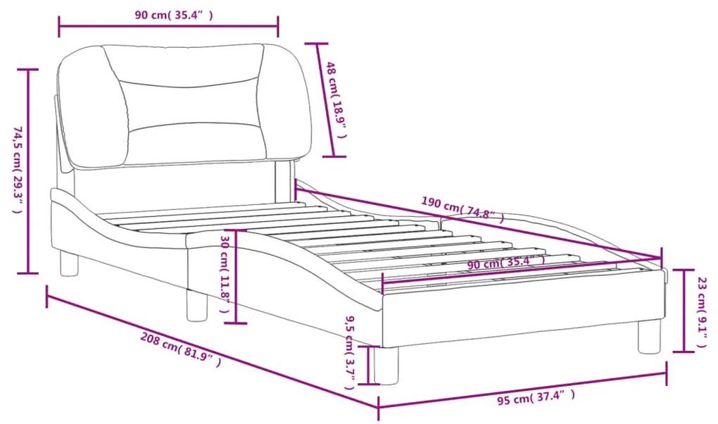 Πλαίσιο Κρεβατιού με Κεφαλάρι Γκρι 90x190 εκ. Συνθετικό Δέρμα - Γκρι