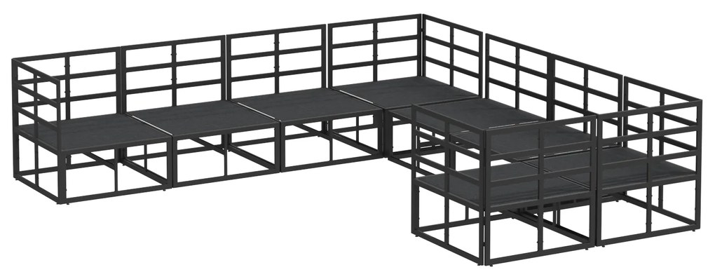 vidaXL Σετ Καναπέ Κήπου 8 pcs Μαύρο 283 x 283 x 71 εκ. Αλουμίνιο