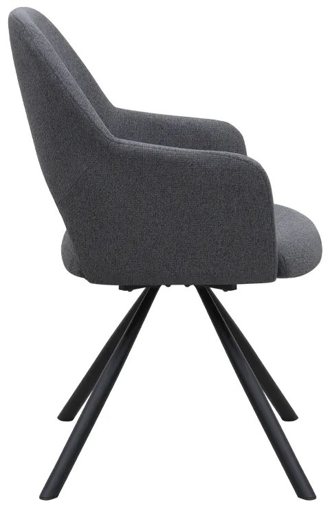 Πολυθρόνα τραπεζαρίας Gabriel Megapap γκρι ύφασμα - μεταλλικό μαύρο πόδι 58x60x85εκ.