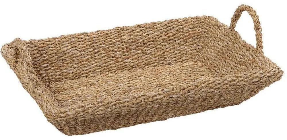Δίσκος Σερβιρίσματος Ορθογώνιος Με Χειρολαβές KAG309 62x42x13cm Seagrass Beige Espiel Seagrass