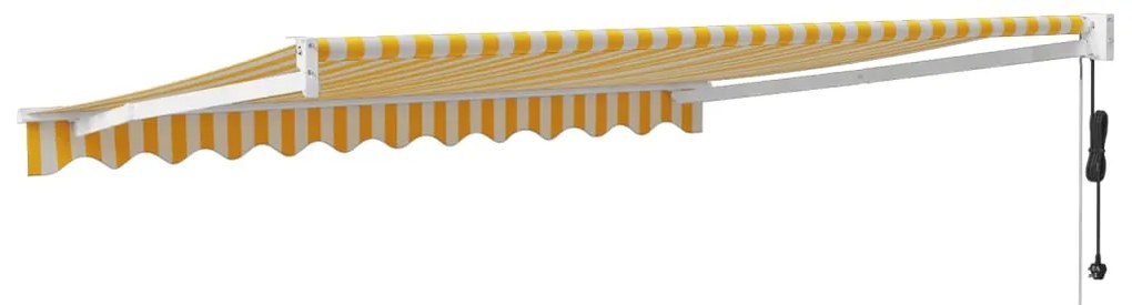 vidaXL Τέντα Πτυσσόμενη Αυτόματη Κίτρινη και Λευκή 3,5 x 2,5 μ.