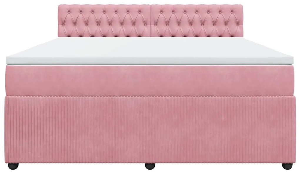 vidaXL Κρεβάτι Boxspring με Στρώμα Ροζ 180x200 εκ. Βελούδινο