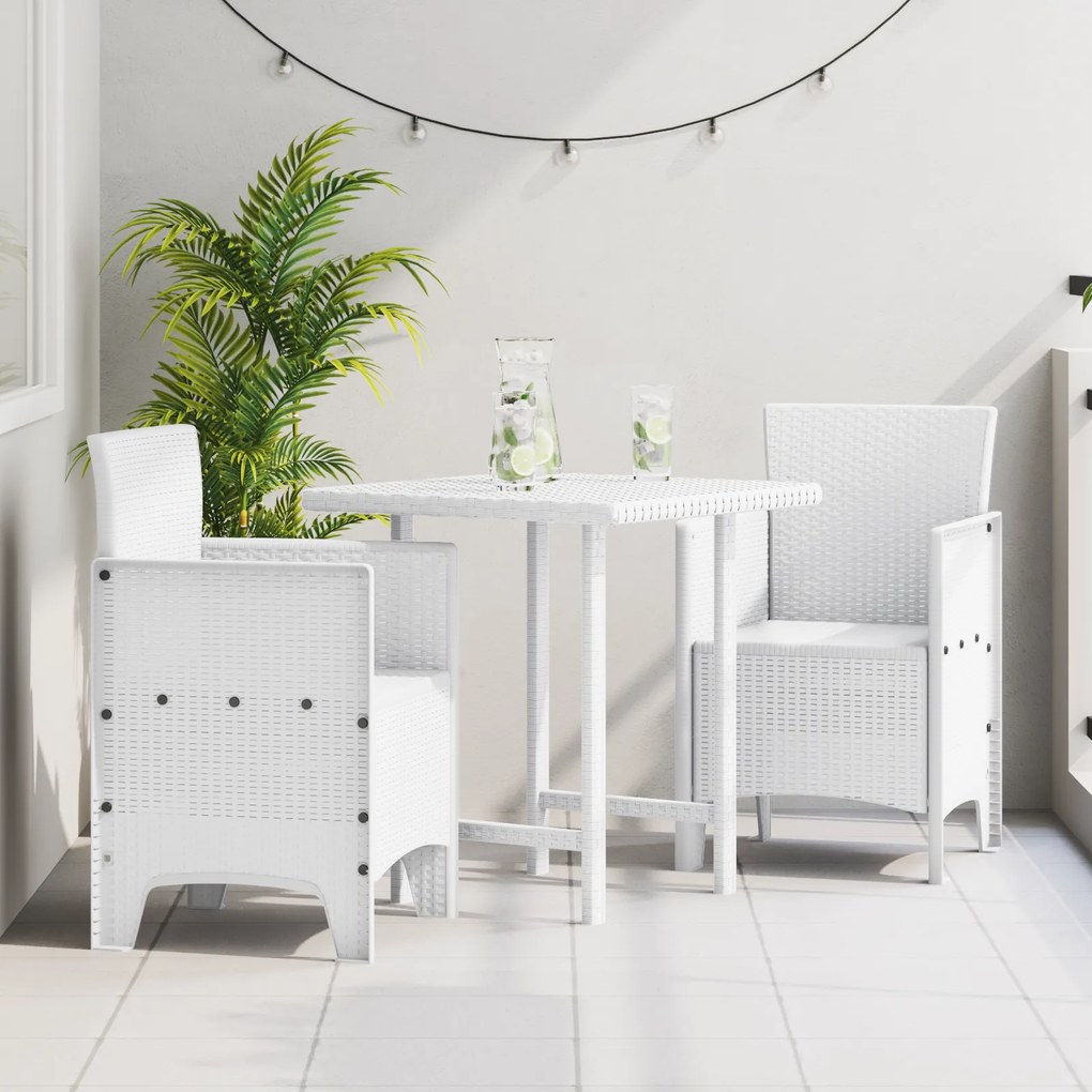 vidaXL Καρέκλες Κήπου 2 pcs Λευκό 53 x 49 x 85 εκ. Πλαστικό