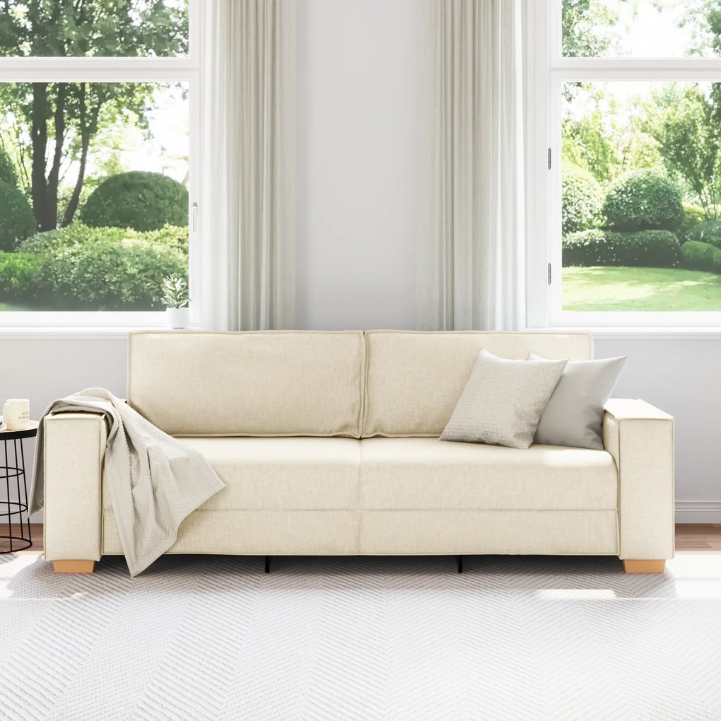 vidaXL Καθίσμα Σαλονιού με μαξιλάρι Μπεζ 220 x 78 x 84 εκ. Λινό