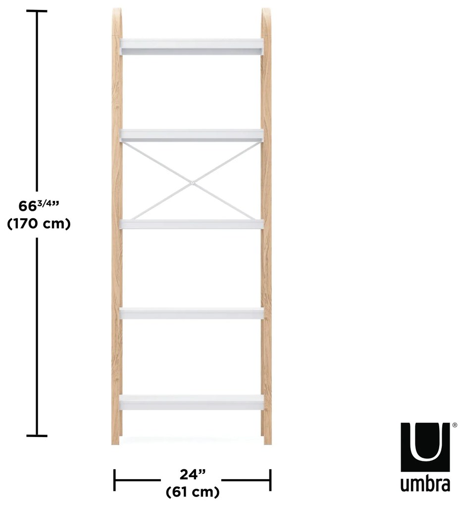 Ξύλινη ραφιέρα δαπέδου 170x26x61εκ Umbra Bellwood nat