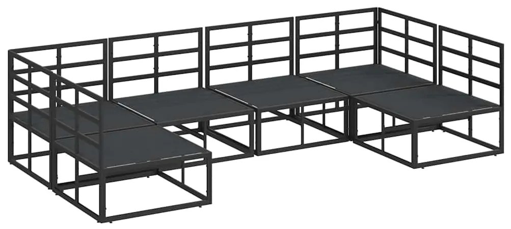 vidaXL Σετ Καναπέ Κήπου με μαξιλάρι 6 pcs Μαύρο Αλουμίνιο