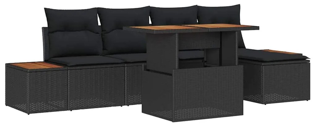 vidaXL Σέτ φαγητού για κήπο με μαξιλάρι 6 pcs Μαύρο και Καφέ