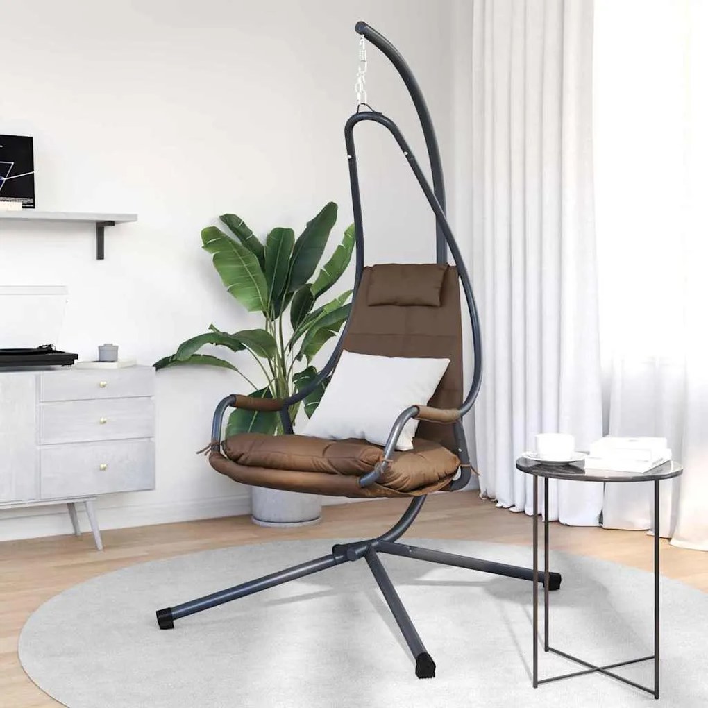 vidaXL Κρεμαστή καρέκλα αυγό Καφέ 94 x 107 x 196.5 εκ. Ατσάλι