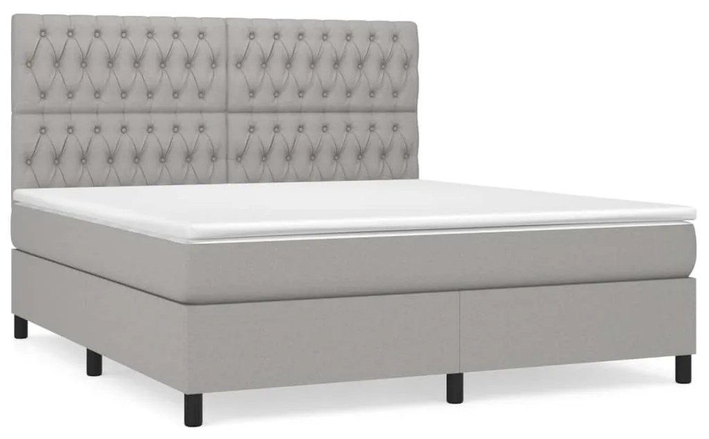 vidaXL Κρεβάτι Boxspring με Στρώμα Ανοιχτό Γκρι 180x200 εκ. Υφασμάτινο