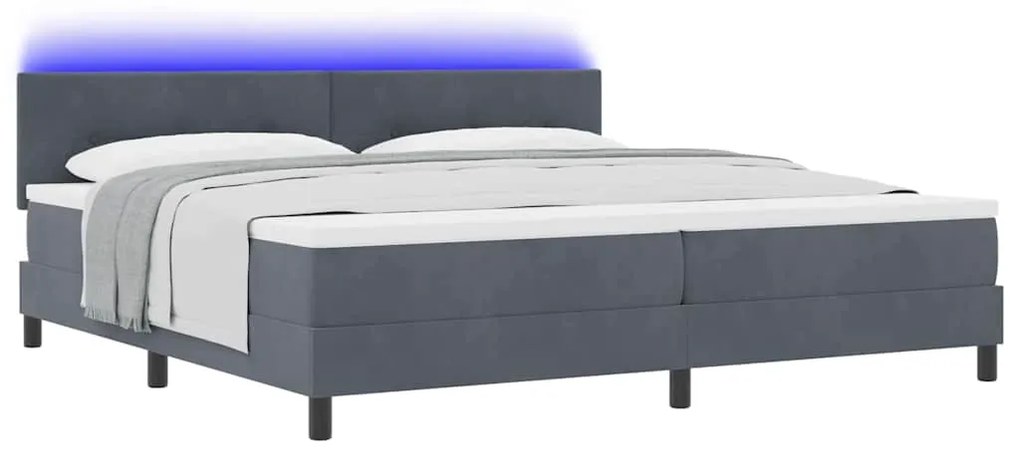 vidaXL Κρεβάτι με ελατήρια Σκούρο γκρι 200 x 200 cm Βελούδο