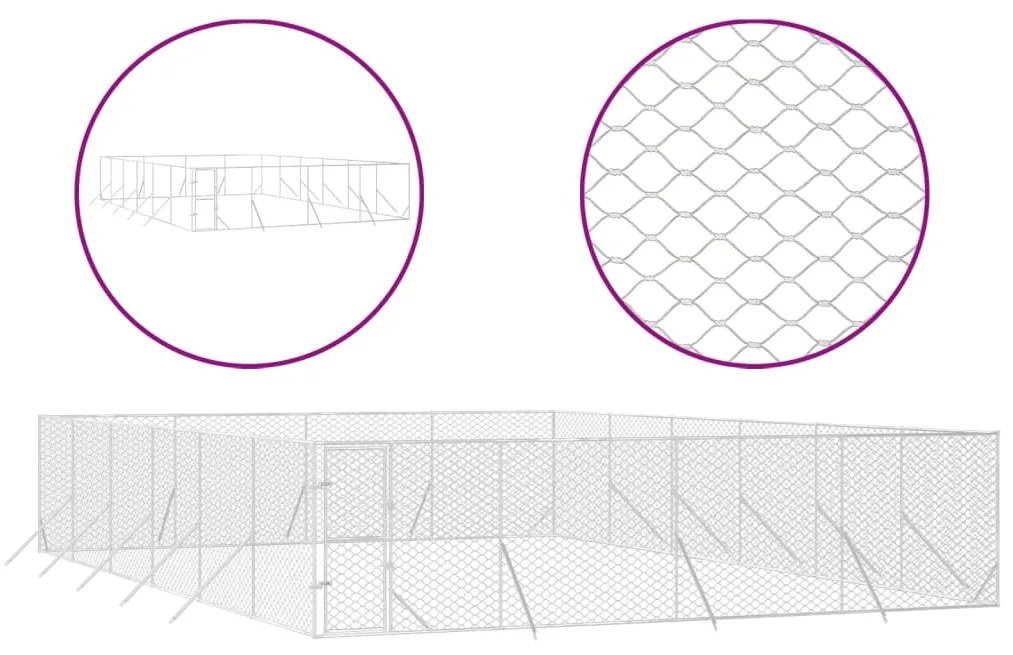 vidaXL Κλουβί Σκύλου Εξωτερ. Χώρου Ασημί 8x12x2 μ. από Γαλβαν. Ατσάλι