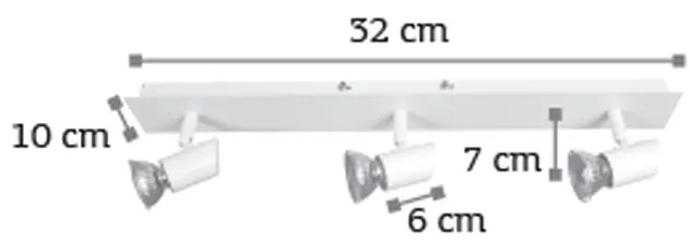 InLight Επιτοίχιο σποτ από μέταλλο σε λευκή απόχρωση (9078-3Φ-Λευκό)