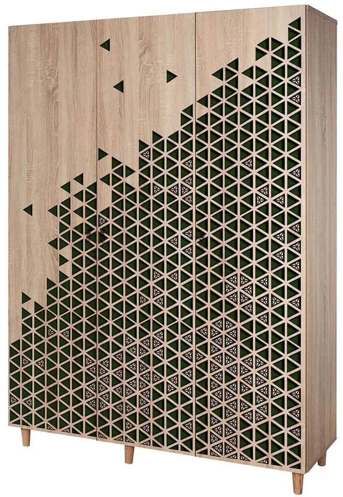 Ντουλάπα Τρίφυλλη Mode 863SPH4209 135x52x192cm Oak-Green Three Door