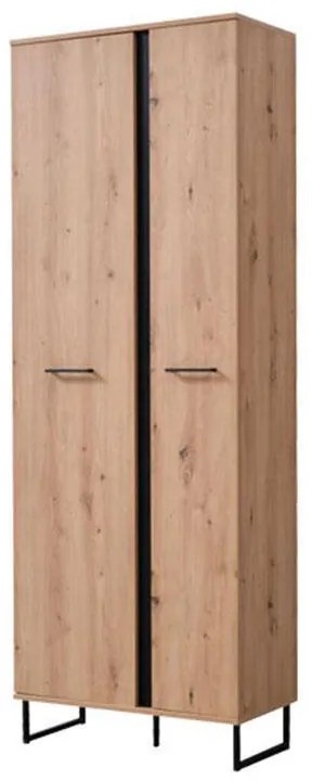 Hallway Cabinet Sardinia P2 Artisan Oak - Black 70.5x35x194x5 cm