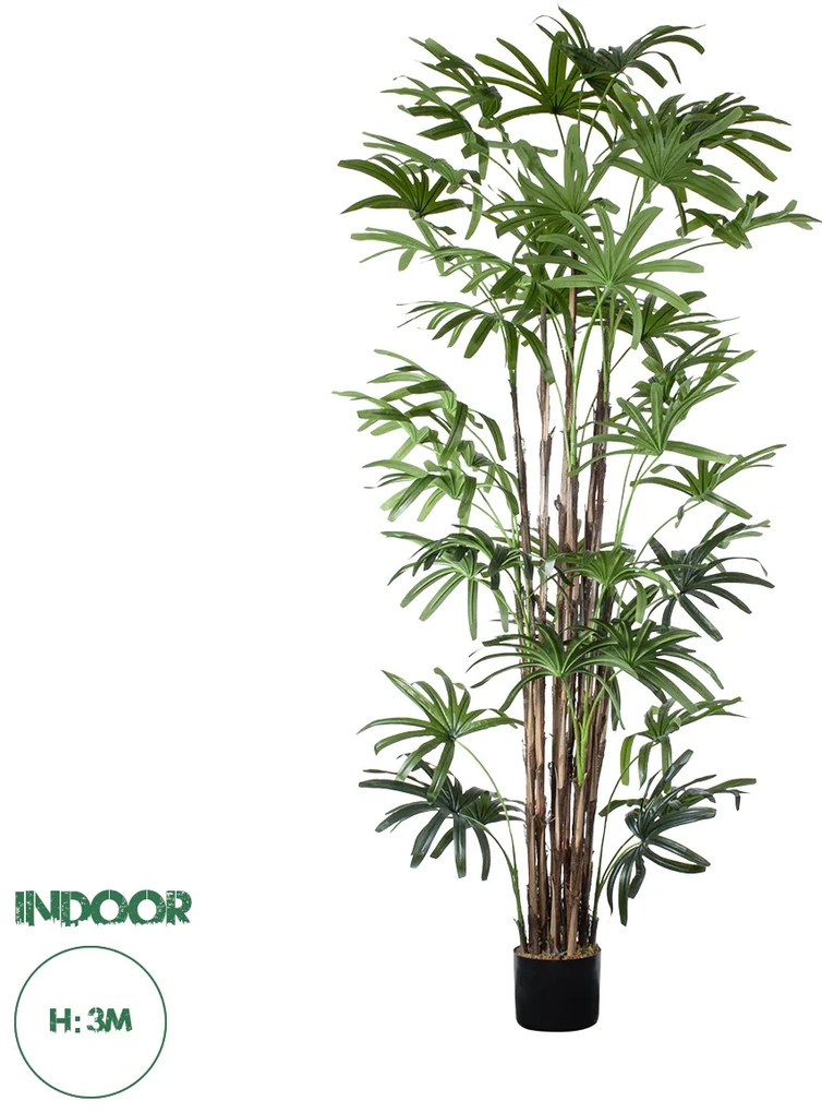 20384 GloboStar® Artificial Garden BROADLEAF LADY PALM TREE 20384 Τεχνητό Διακοσμητικό Φυτό Πλατύφυλλος Φοίνικας Μπαμπού Υ300cm