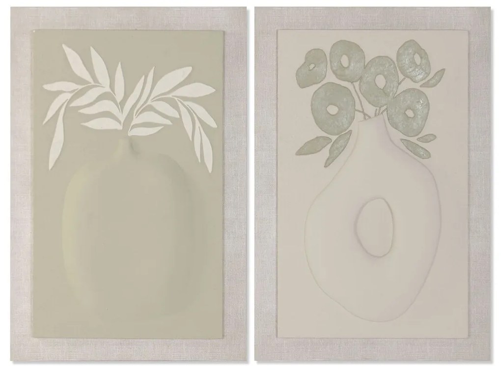 Καμβάς Home ESPRIT Πράσινο Μπεζ Βάζο Σκανδιναβικός 80 x 3 x 120 cm 80 X 10 X 120 CM (x2)