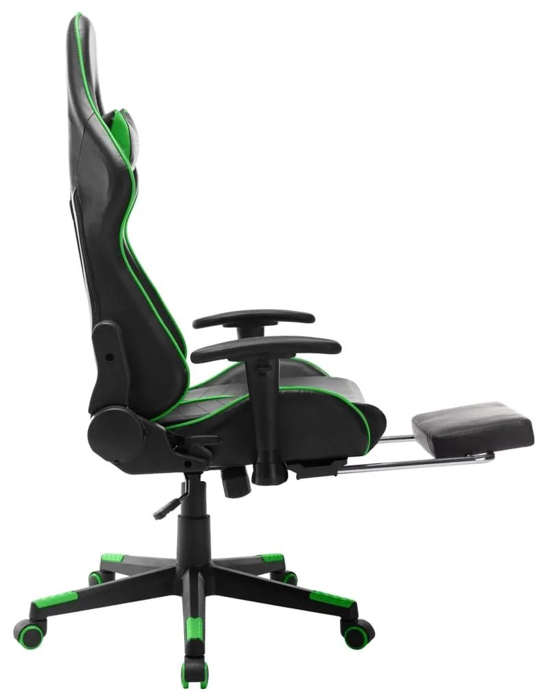 Καρέκλα Gaming με Υποπόδιο Μαύρο / Πράσινο από Συνθετικό Δέρμα - Πολύχρωμο