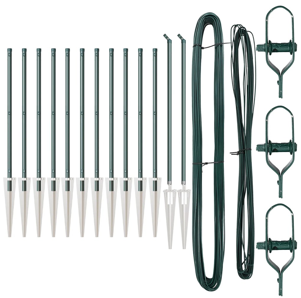 vidaXL Σετ Πόδια Φράχτη με Άκρη 13 pcs Πράσινο Ø32mm 60 εκ Πλαστικό