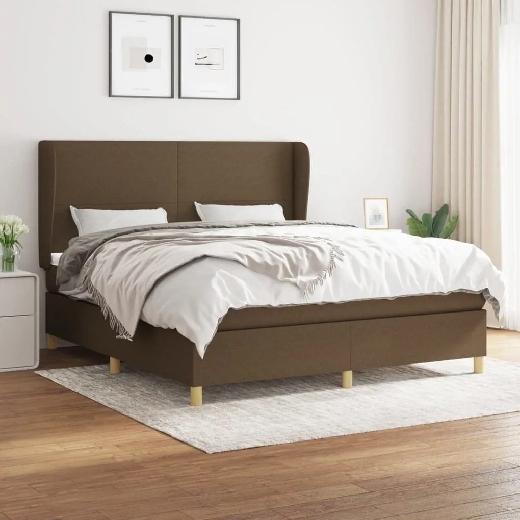 ΚΡΕΒΑΤΙ BOXSPRING ΜΕ ΣΤΡΩΜΑ ΣΚΟΥΡΟ ΚΑΦΕ 160X200 ΕΚ ΥΦΑΣΜΑΤΙΝΟ 3128376