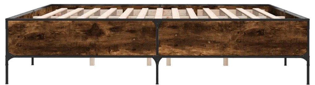 vidaXL Πλαίσιο Κρεβατιού Καπνιστή Δρυς 180x200εκ. Επεξ. Ξύλο &amp; Μέταλλο