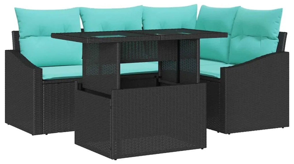 vidaXL Σετ Καναπέ Κήπου 6 pcs Μαύρο και κρεμ 100 x 55 x 73 εκ