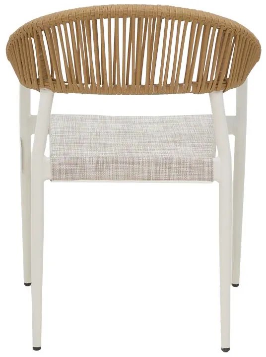 Καρέκλα κήπου Elation Αλουμινίου Στοιβαζόμενη με Λευκό σκελετό -Textline γκρί & rattan Φυσικό 57x56x78 εκ. 56x52x76 εκ.