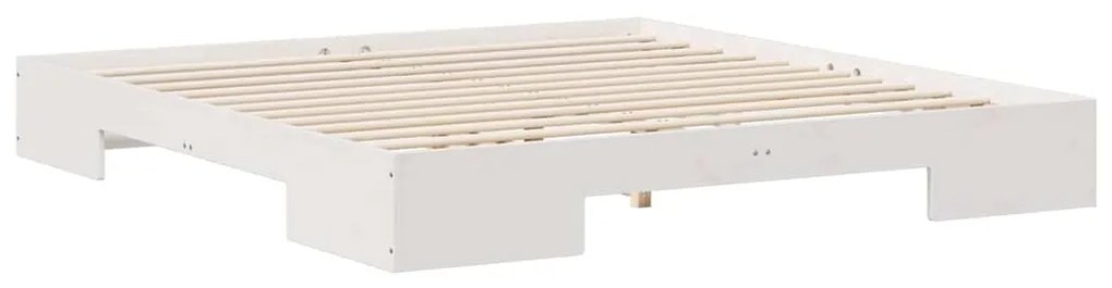 vidaXL Κρεβάτι δαπέδου Λευκό 200 x 200 cm Μασίφ ξύλο πεύκου