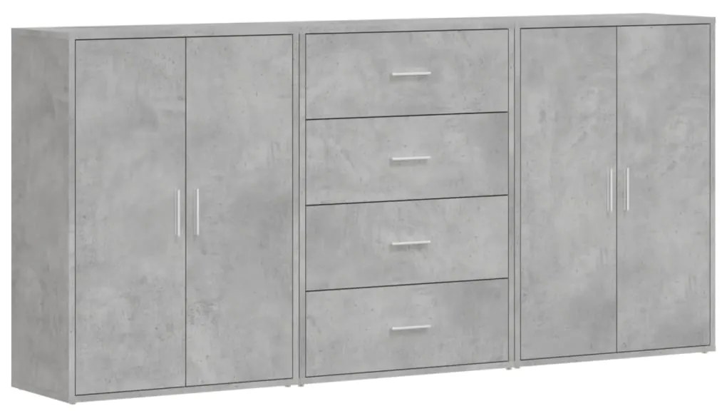 vidaXL Βοηθητικά Ντουλάπια 3 τεμ. Γκρι Σκυρ. 60x31x84 εκ. Επεξ. Ξύλο