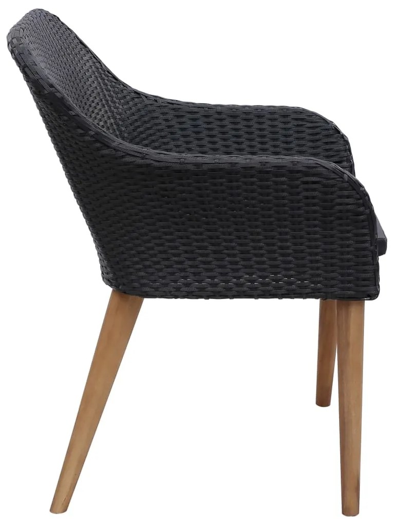 vidaXL Πολυθρόνες Εξωτερ. Χώρου 2 τεμ. Μαύρες Συνθ. Ρατάν με Μαξιλάρια