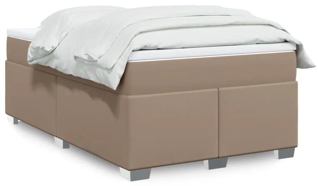 vidaXL Κρεβάτι Boxspring με Στρώμα Καπουτσίνο 120x190εκ.από Συνθ.Δέρμα