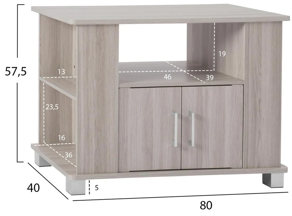 Έπιπλο Τηλεόρασης EMELIA Μελαμίνη Σταχτί 80x40x57.5Υεκ. 80x40x57.5 εκ.