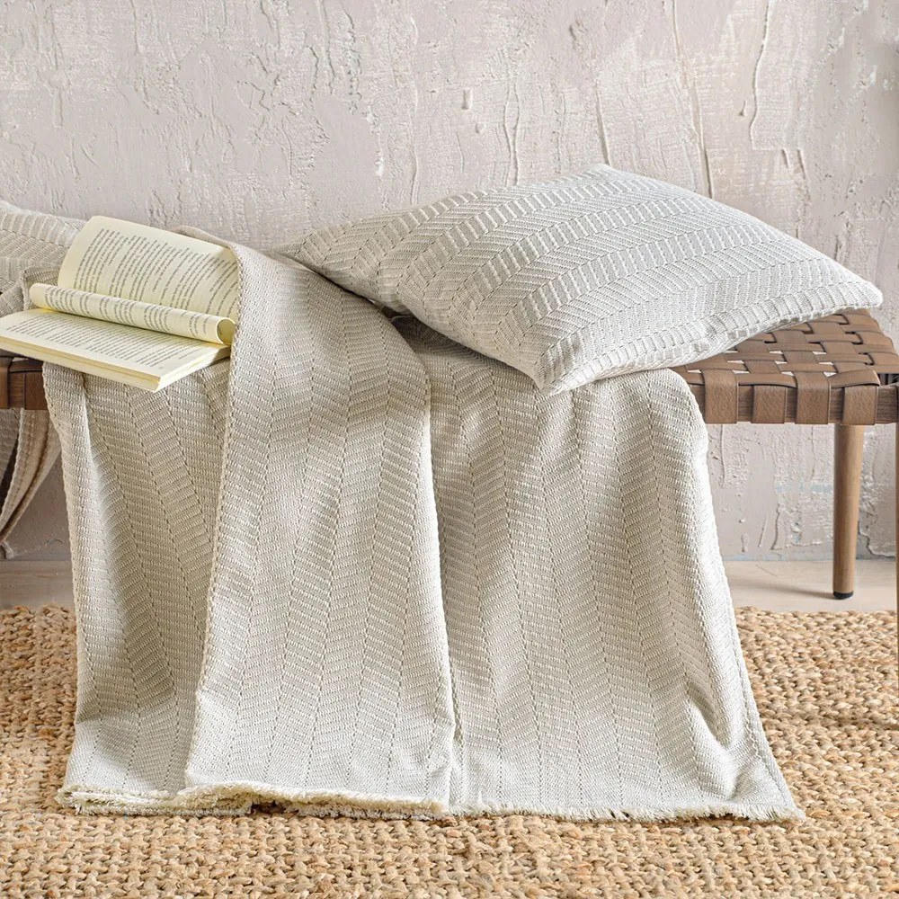 Ριχτάρι Ewan Beige Ρυθμός Τριθέσιο 180x280cm Βαμβάκι-Πολυέστερ