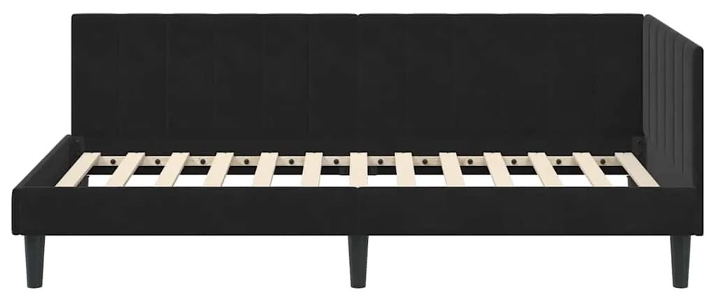 vidaXL Κρεβάτι Γωνίας με κεφαλάρι Μαύρο 90 x 200 cm Βελούδο