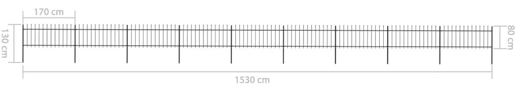 vidaXL Κάγκελα Περίφραξης με Λόγχες Μαύρα 15,3 x 0,8 μ. από Χάλυβα