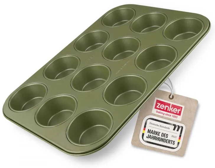 Φόρμα για μάφιν 12 τεμαχίων Zenker 7456, 7 cm, ILAG Maximizing Green επίστρωση, Μέχρι 180C, Πράσινο