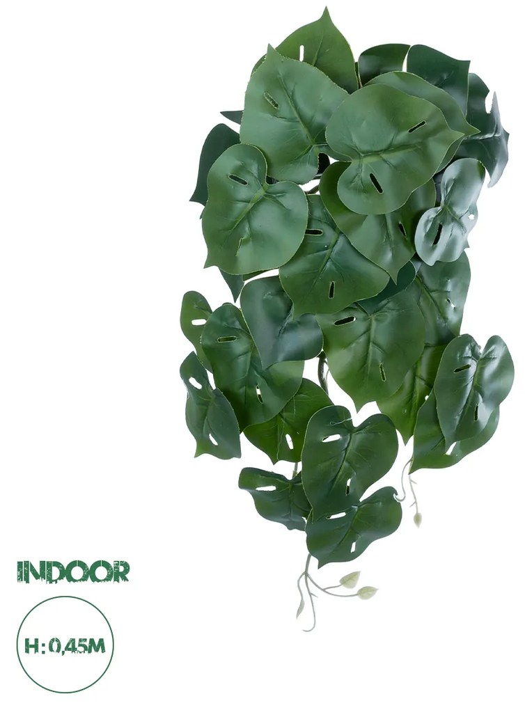 GloboStar® Artificial Garden MONSTERA HANGING PLANT 20613 Τεχνητό Διακοσμητικό Κρεμαστό Φυτό Μονστέρα Υ45cm