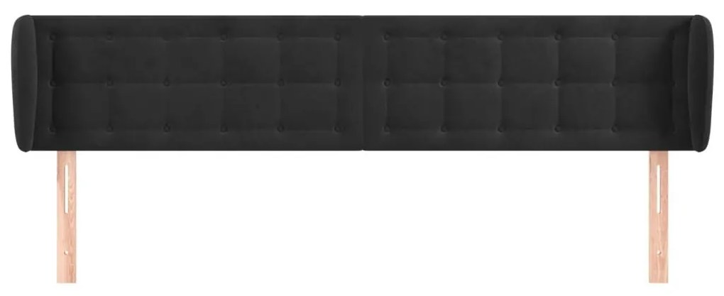 Κεφαλάρι με Πτερύγια Μαύρο 163x23x78/88 εκ. Βελούδινο - Μαύρο