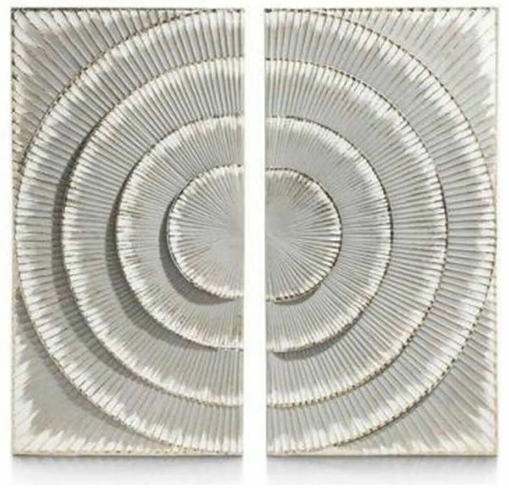 Διακόσμηση τοίχων DKD Home Decor 2 Τεμάχια Ασημί Γκρι Σύγχρονη Κύκλους Ξύλο MDF (90 x 2 x 90 cm)