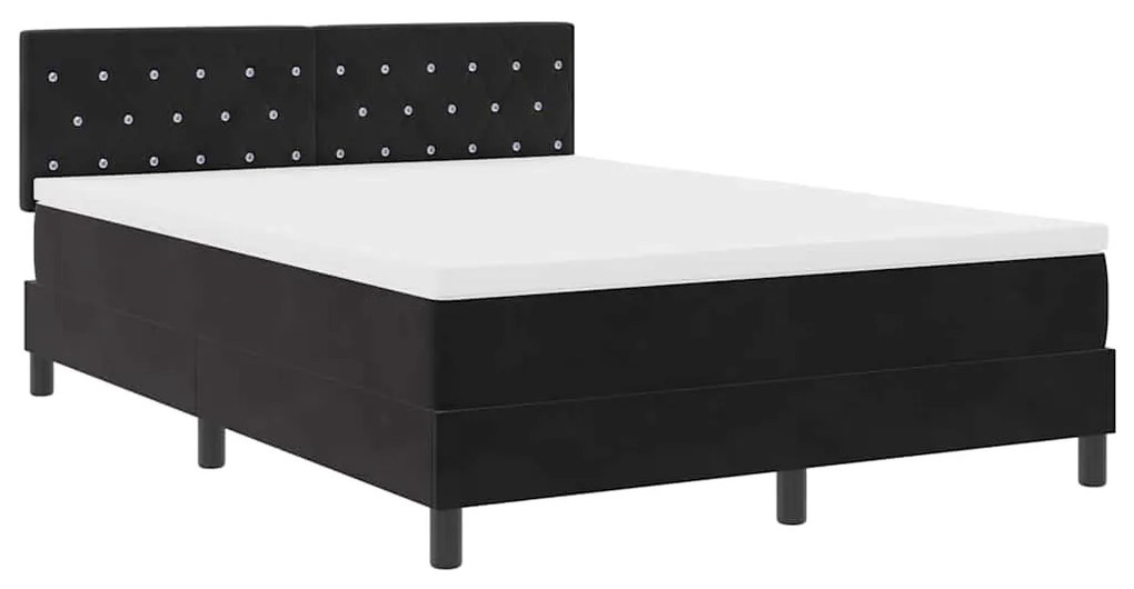 vidaXL Κρεβάτι με ελατήρια με στρώμα Μαύρο 160 x 200 cm Βελούδο