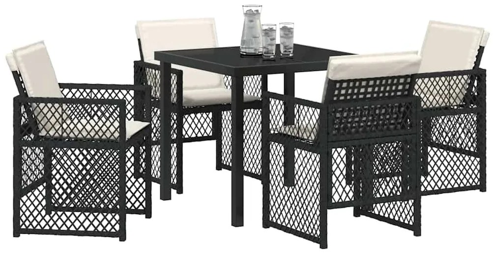 vidaXL Σέτ φαγητού για κήπο 5 pcs Μαύρο συνθετικό ρατάν
