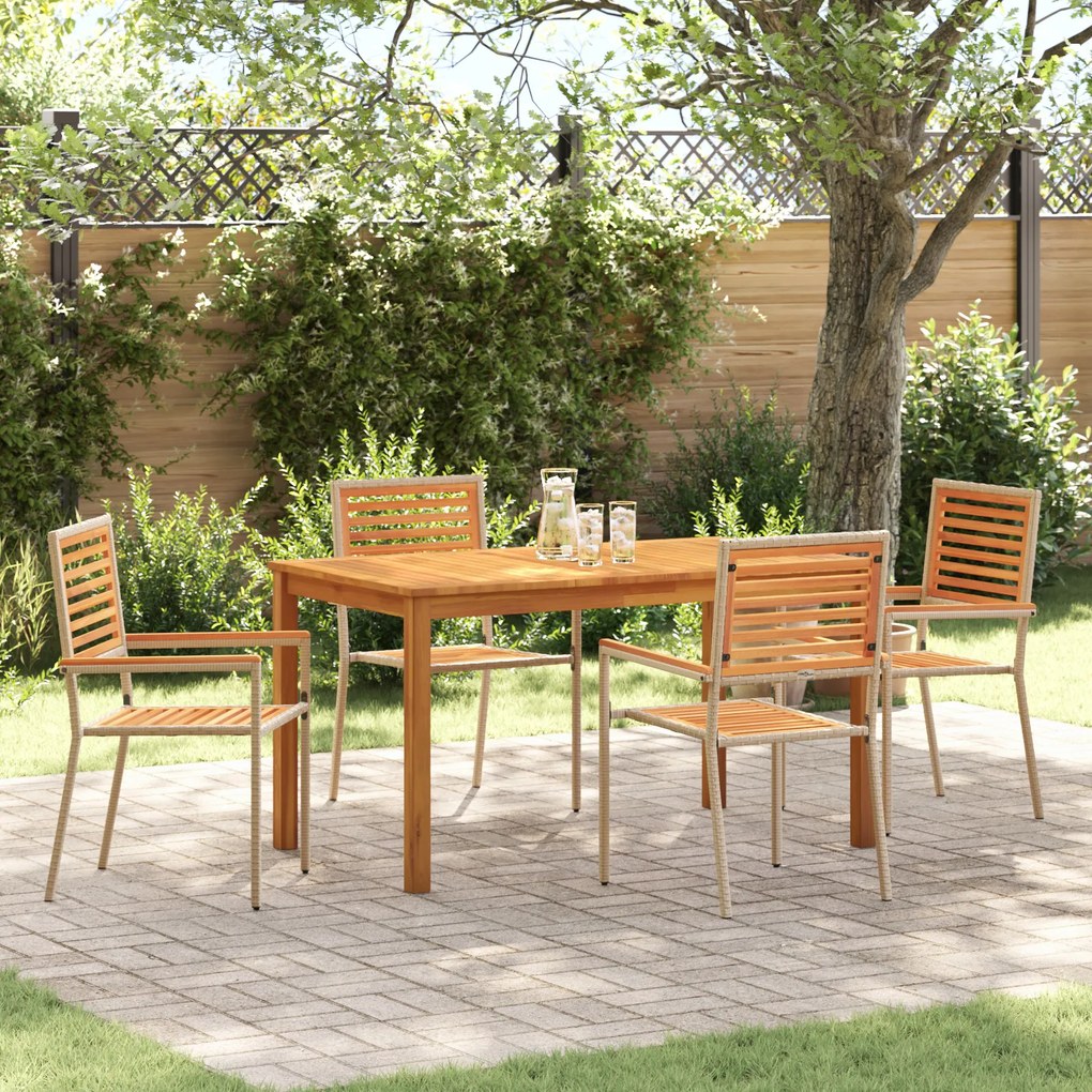 vidaXL Σετ Τραπεζαρίας Κήπου 5 pcs Μπεζ 140 x 80 x 74 cm Ξύλο, Μέταλλο