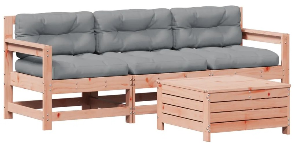 vidaXL Σαλόνι Κήπου Σετ 4 τεμ. με Μαξιλάρια Μασίφ Ξύλο Ψευδοτσούγκας