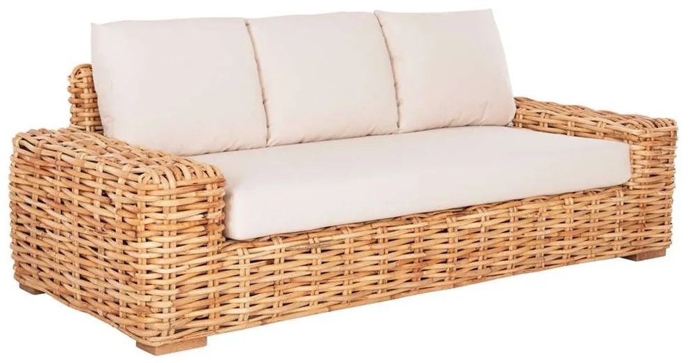 Καναπές Tropel HM9808 Τριθέσιος 216x88x85cm Με Μαξιλάρια Natural-White Τριθέσιος