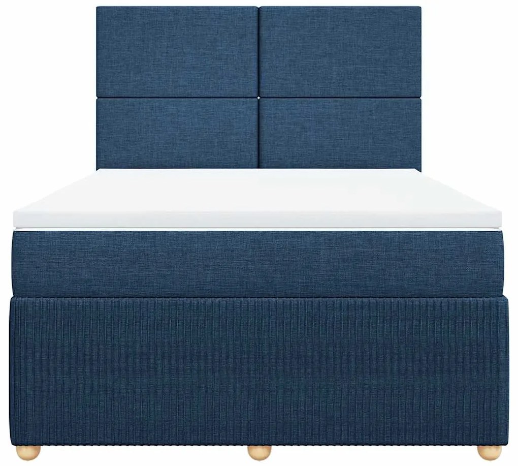 vidaXL Κρεβάτι Boxspring με Στρώμα Μπλε 140x200 εκ. Υφασμάτινο